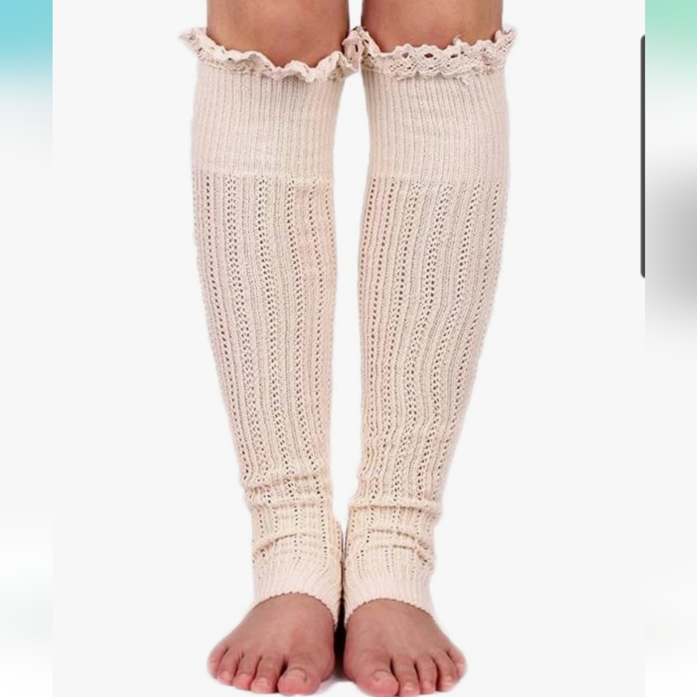 Cream Knit Leg Warmers